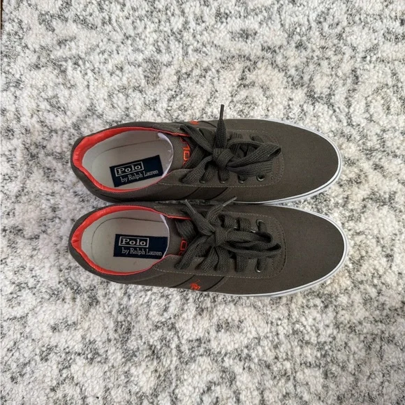 Polo by Ralph Lauren Men's deep Olive and Orange assents Sneakers - Picture 3 of 6